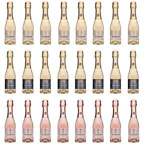 Vinada - Crispy Chardonnay, Sparkling Gold, Sparkling Rosé Variety Pack (Zero Alcohol) - 200 ml (24 Glass Bottles)