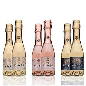Vinada - Crispy Chardonnay, Sparkling Gold, Sparkling Rosé Variety Pack (Zero Alcohol) - 200 ml (6 Glass Bottles)