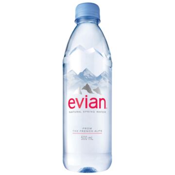 Evian - Spring Water - 500 ml (24 Plastic Bottles)
