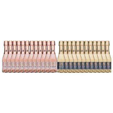 VINADA - Crispy Chardonnay and Sparkling Rosé Variety Pack - Zero Alcohol Wine - 200 ml (24 Glass Bottles)