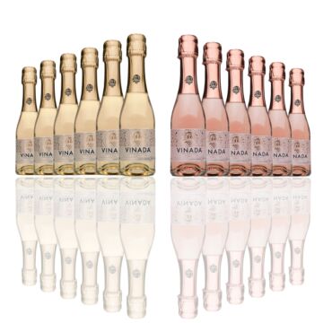 Vinada - Sparkling Gold & Rose Mini Variety Pack - Zero Alcohol - 200 mL (12 Glass Bottles)