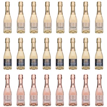 Vinada - Crispy Chardonnay, Sparkling Gold, Sparkling Rosé Variety Pack (Zero Alcohol) - 200 ml (24 Glass Bottles)