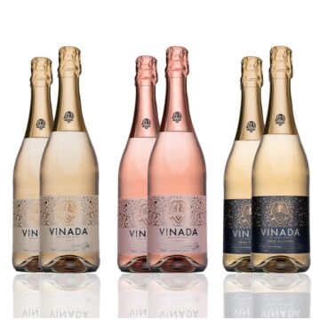Vinada - Crispy Chardonnay, Sparkling Gold, Sparkling Rosé Variety Pack (Zero Alcohol) - 750 ml (6 Glass Bottles)