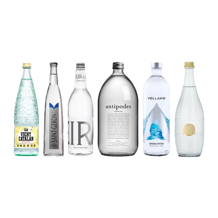 Amazing - Sparkling Water Variety Pack - 750 ml to 1 Liter (6 Glass Bottles)
Antipodes - Sparkling Water - 1 L (Glass Bottle)
Eira - Sparkling Water - 700 ml (Glass Bottle)
Saint Geron - Sparkling Natural Mineral Water - 750 ml (Glass Bottle)
Sole - D