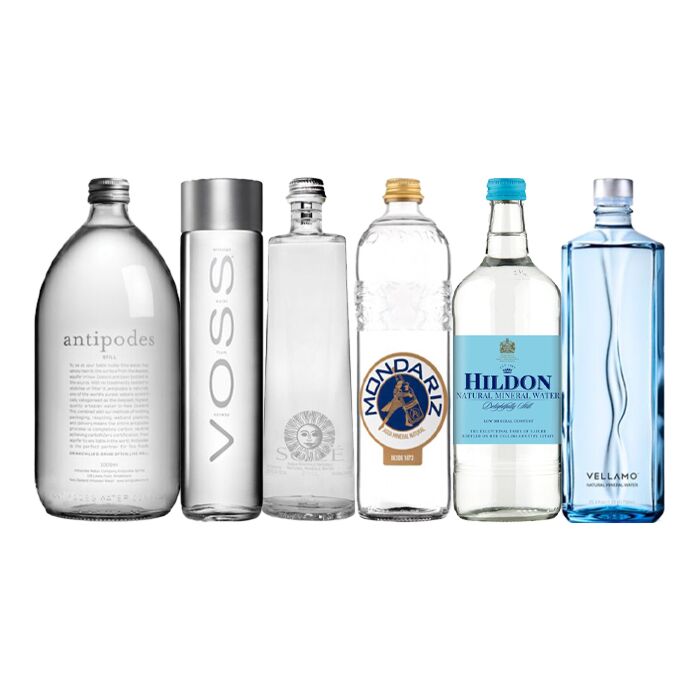 Amazing - Still Water Variety Pack - 750 ml to 1 Liter (6 Glass Bottles)
Antipodes - Still Water - 1 L (Glass Bottle)
Mondariz - Still - 750 ml (Glass Bottle)
Hildon - Delightfully Still - 25.4 oz (Glass Bottle)
Sole - Arte - Still Water - 750 ml (Gla