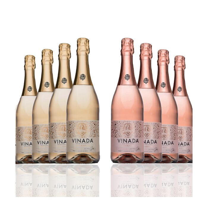 Vinada - Sparkling Gold & Rose Variety Pack - Zero Alcohol Wine - 750 mL (8 Glass Bottles)